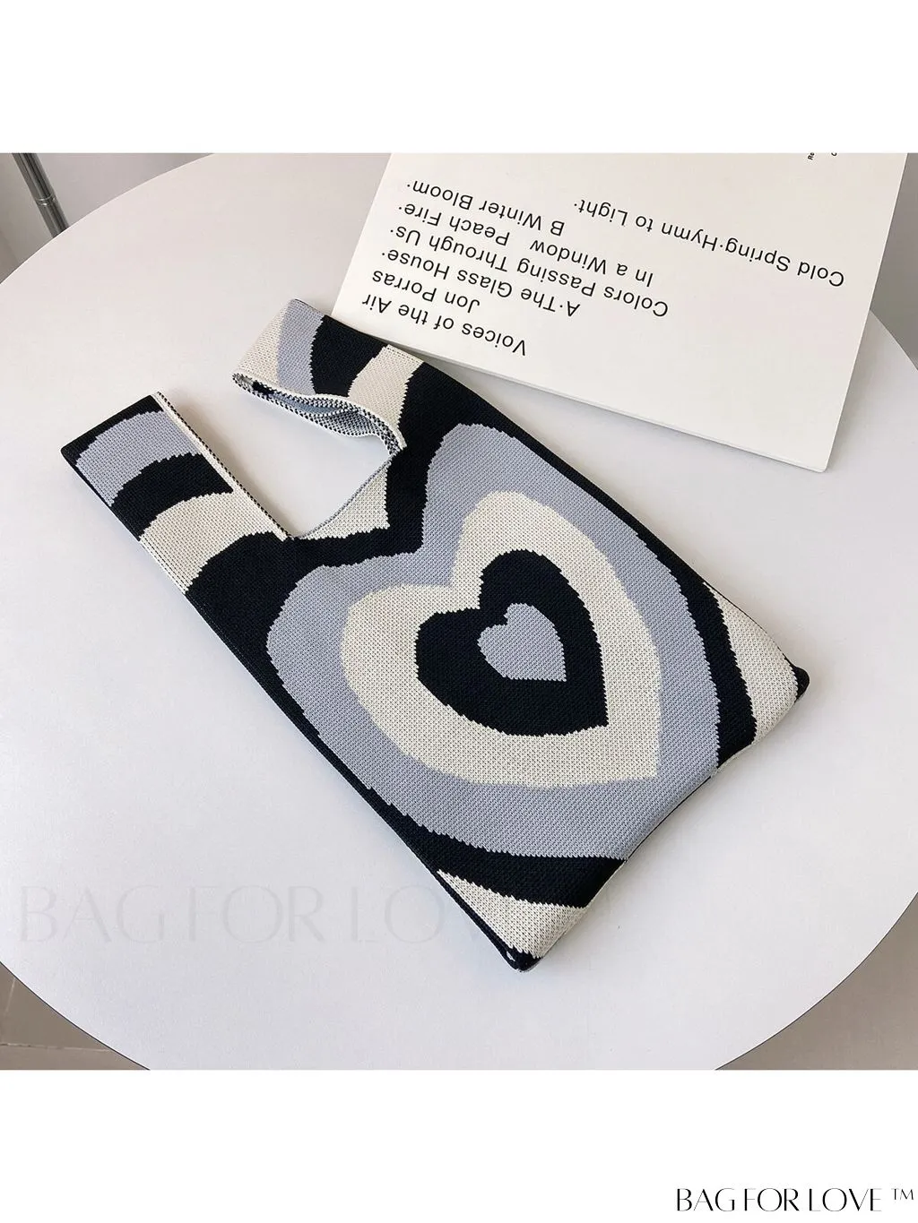 BagForLove - Chic Knitted Tote with Colorblock Design and Letter Print
