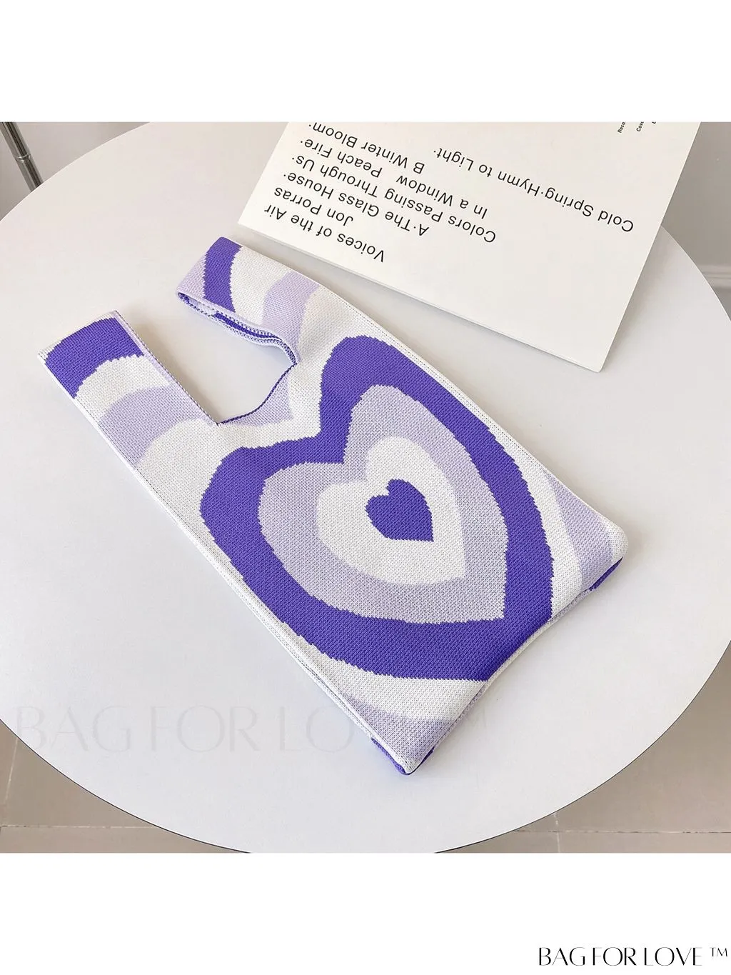 BagForLove - Chic Knitted Tote with Colorblock Design and Letter Print