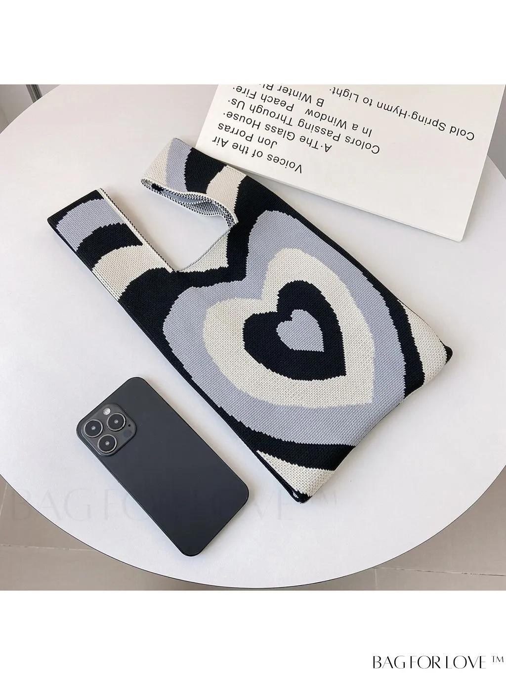 BagForLove - Chic Knitted Tote with Colorblock Design and Letter Print