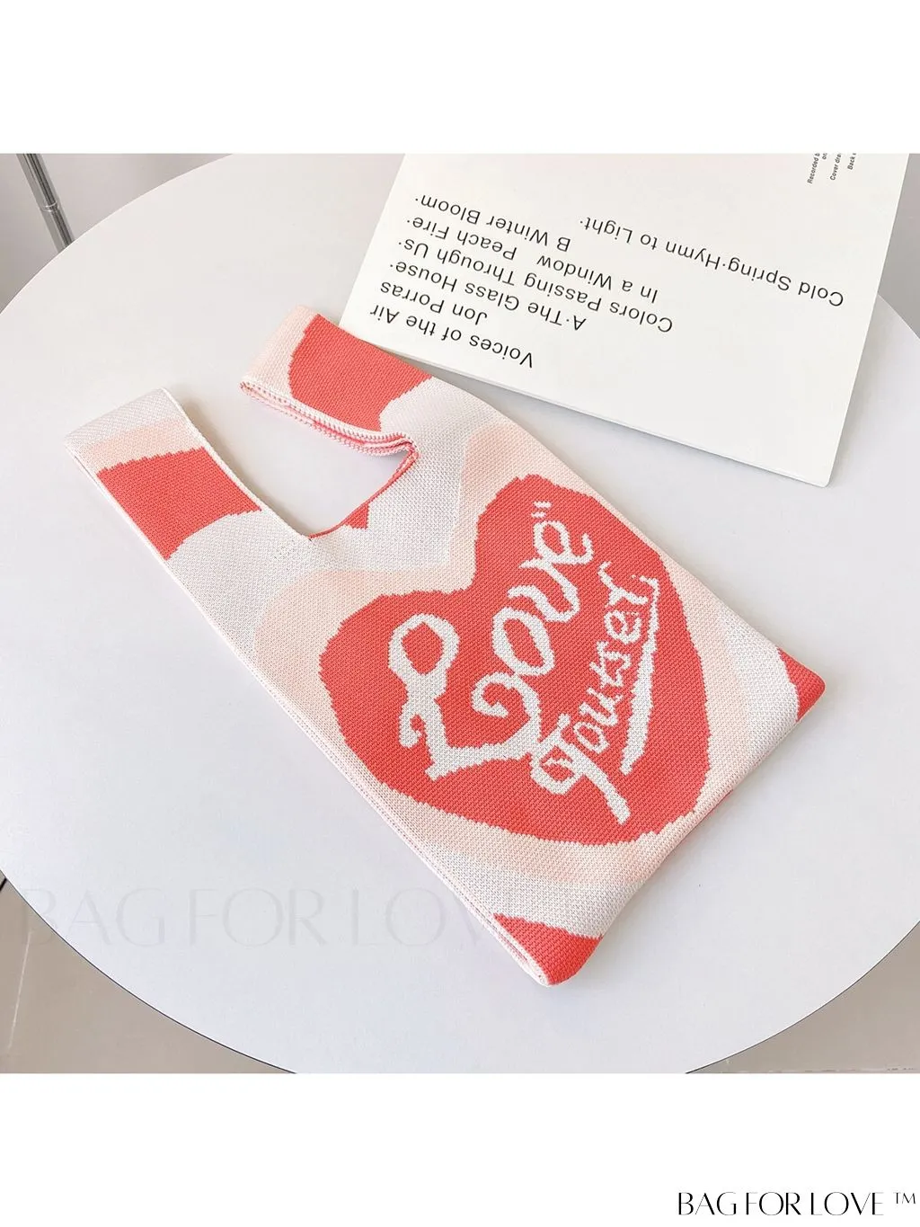 BagForLove - Chic Knitted Tote with Colorblock Design and Letter Print