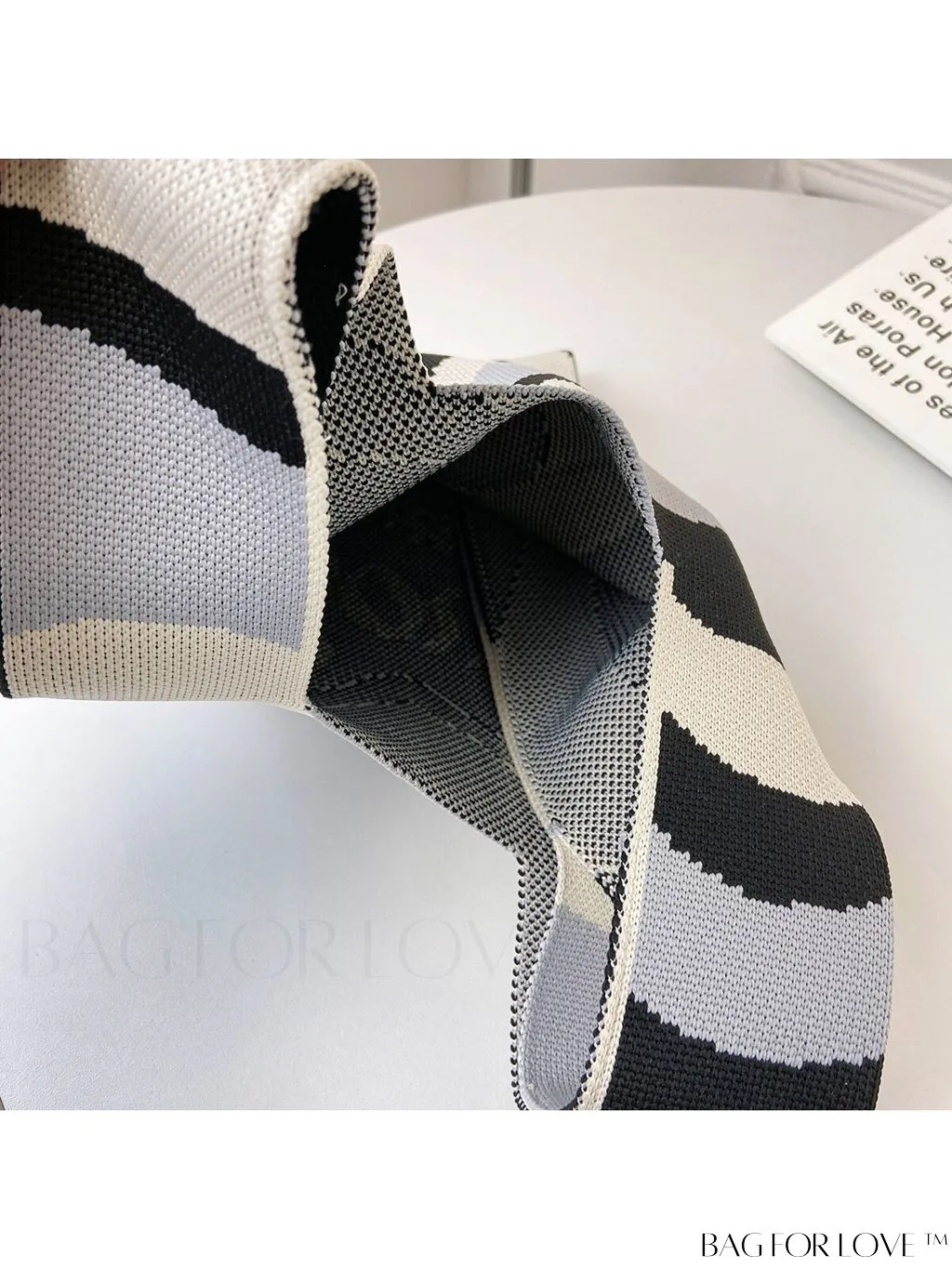 BagForLove - Chic Knitted Tote with Colorblock Design and Letter Print