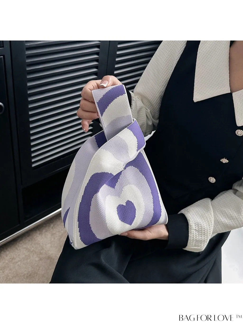 BagForLove - Chic Knitted Tote with Colorblock Design and Letter Print