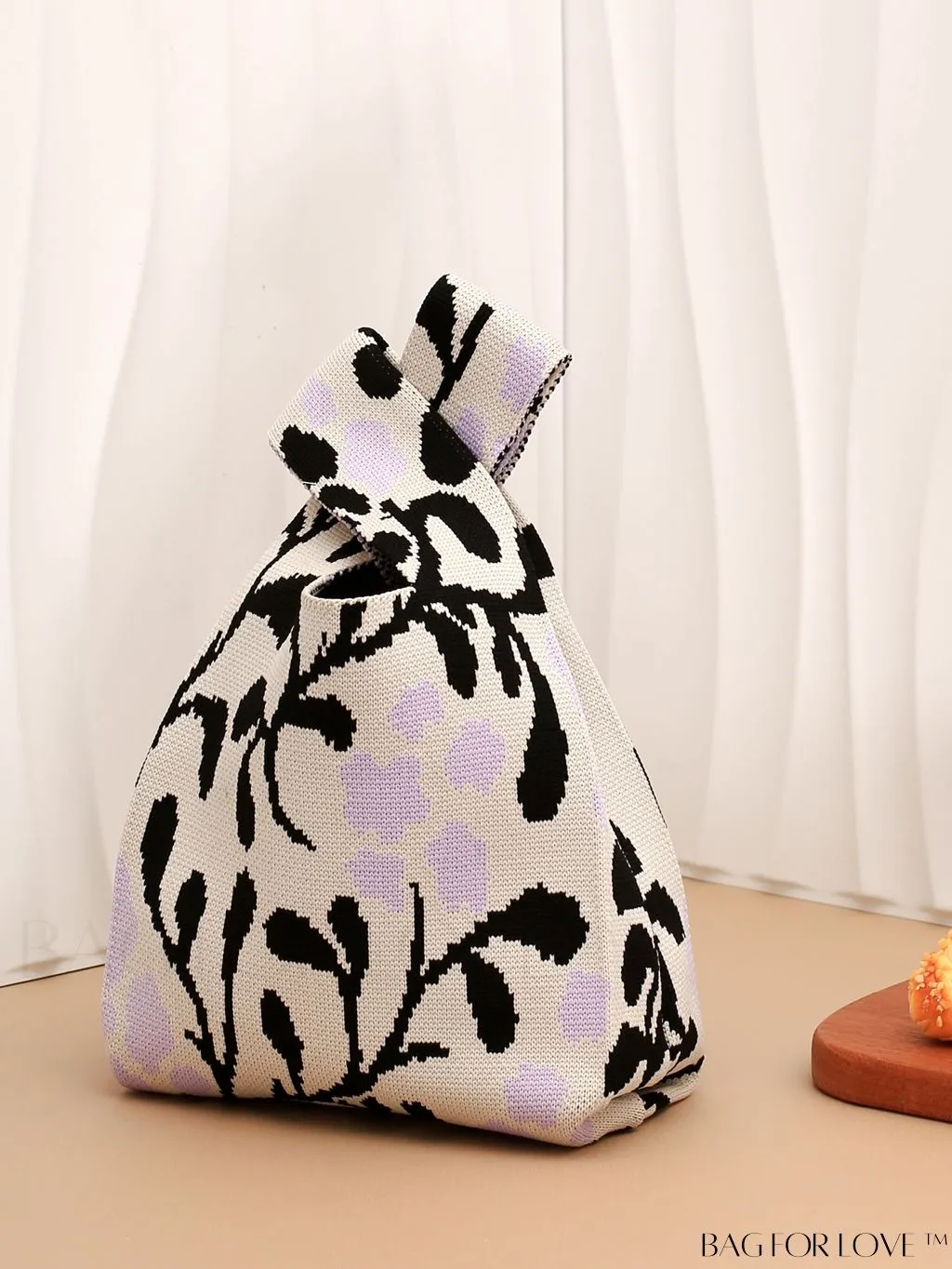 BagForLove - Portable Floral Mini Knitted Handbag with Double Handles for Women