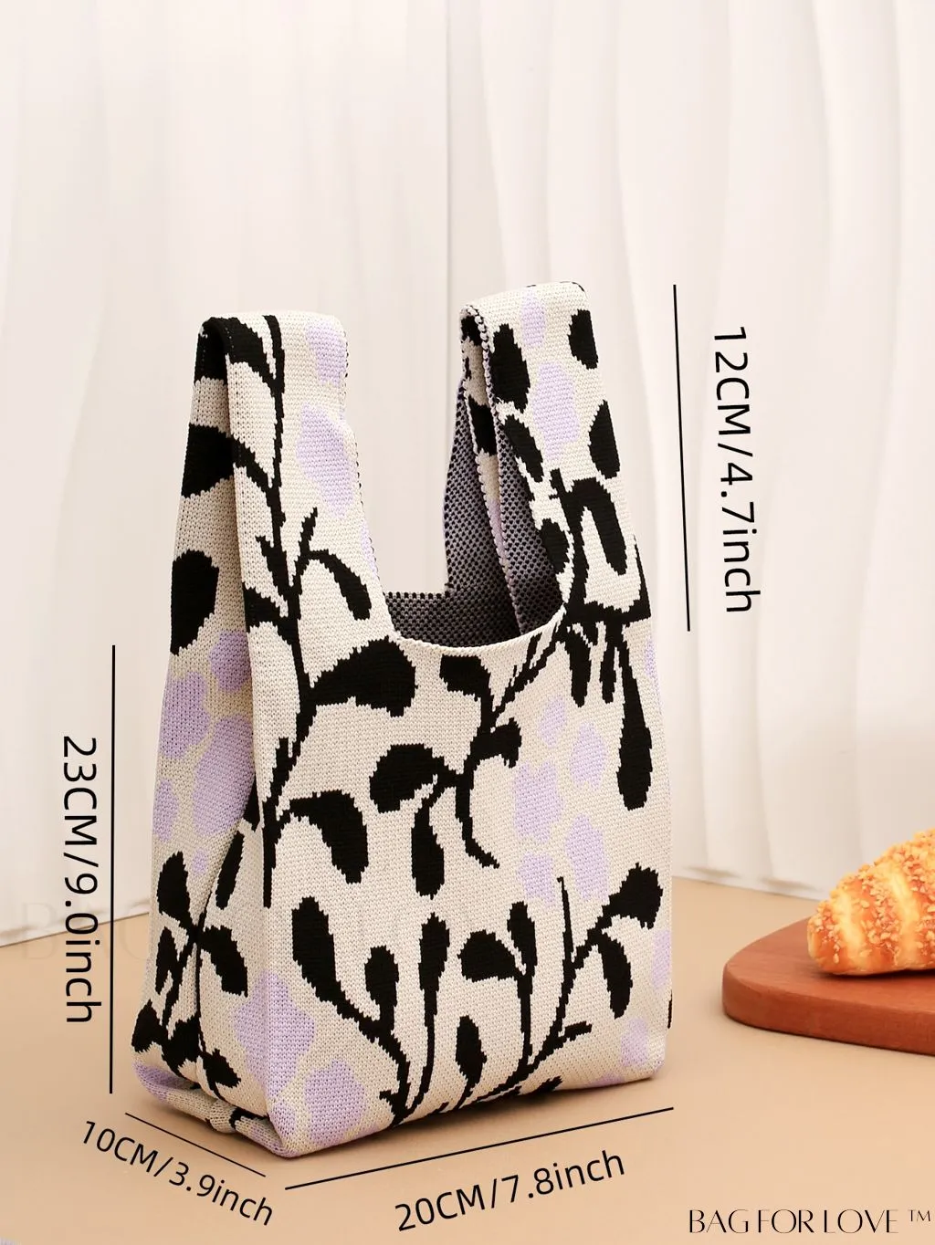BagForLove - Portable Floral Mini Knitted Handbag with Double Handles for Women