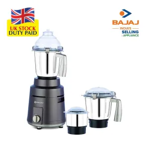 Bajaj Herculo 1000W Powerful Mixer Grinder Indian with Nutri-Pro Feature 3 Jars, Coffee Brown & Gold   UK or EU Plug