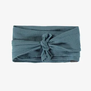 Bandeau bleu avec une boucle à l’avant, enfant || Blue headband with a loop in front, child