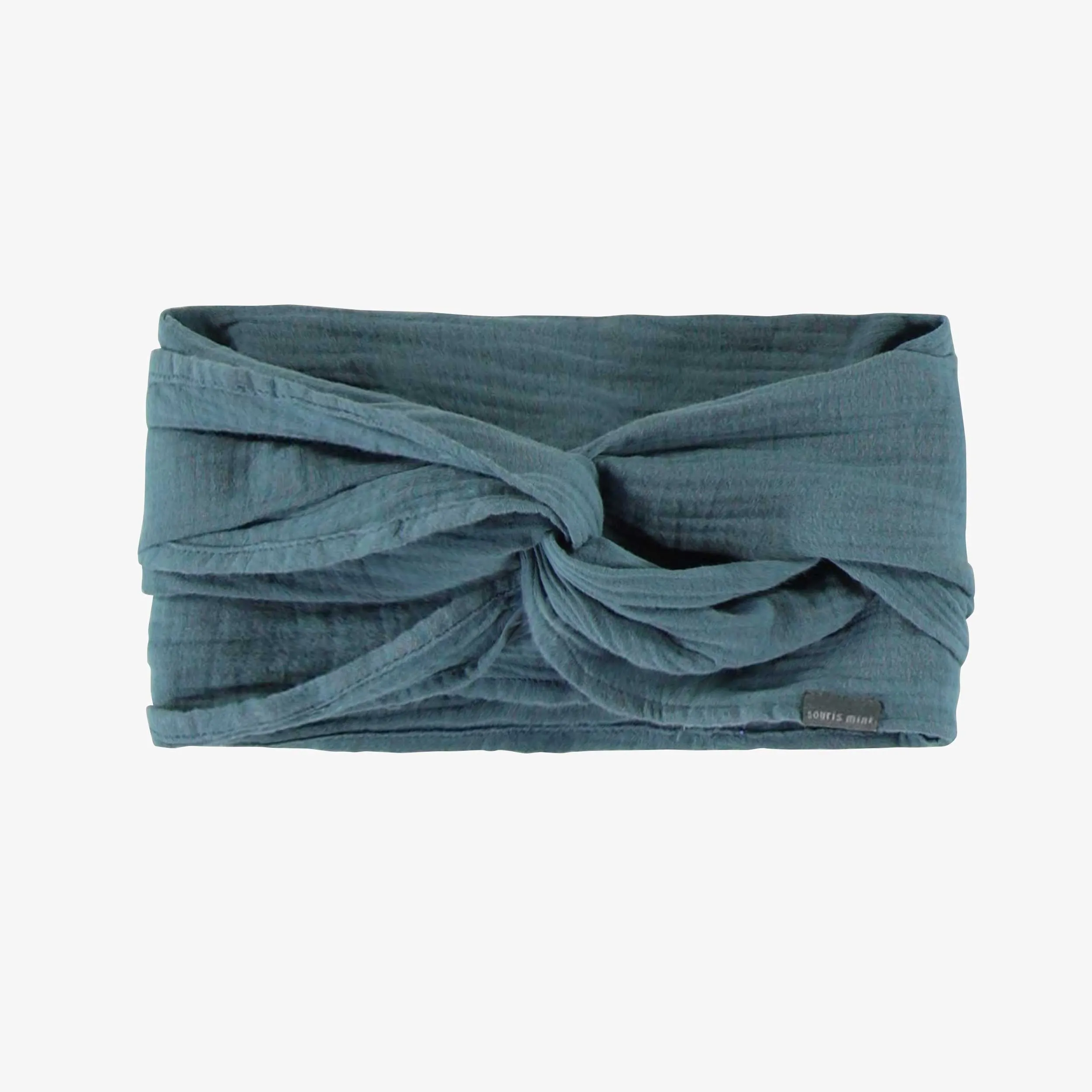 Bandeau bleu avec une boucle à l’avant, enfant || Blue headband with a loop in front, child