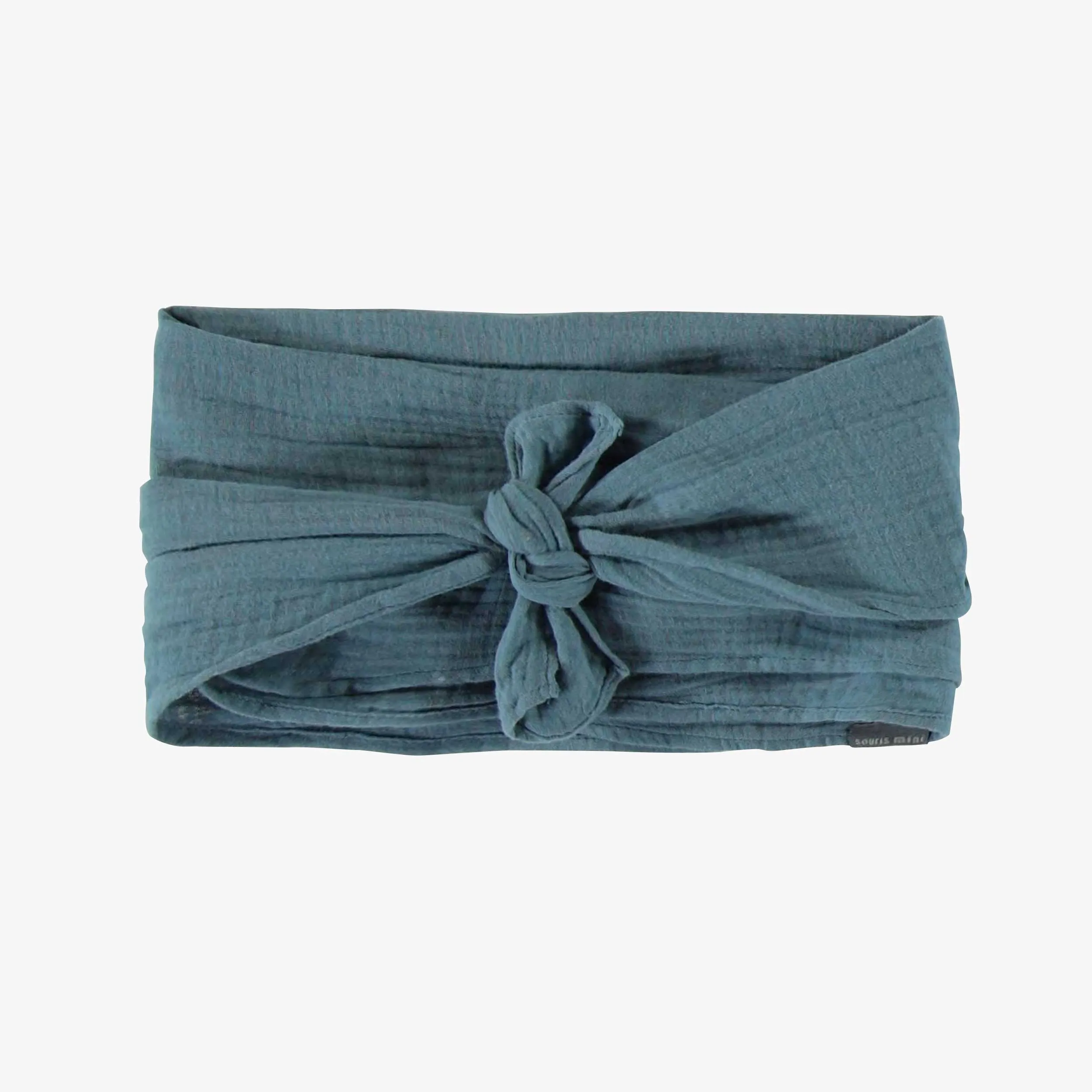 Bandeau bleu avec une boucle à l’avant, enfant || Blue headband with a loop in front, child
