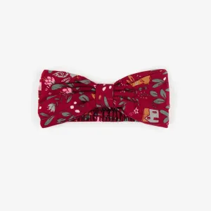 Bandeau rouge à motifs en viscose, bébé  || Red patterned headband in viscose, baby