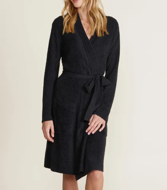 Barefoot Dreams Cozychic Lite Ribbed Robe - Black