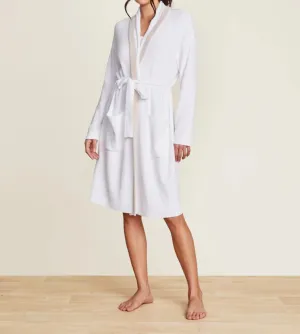Barefoot Dreams CozyChic Ultra Lite® Tipped Ribbed Short Robe - Sea Salt/Shell