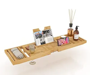 Bathtub Caddy Tray – Bath Caddy Tray for Bathtub – Expandable Bath Caddy - Bathroom Accessories for a Modern Home – Practical and Versatile Bathtub Tray with Extending Sides.