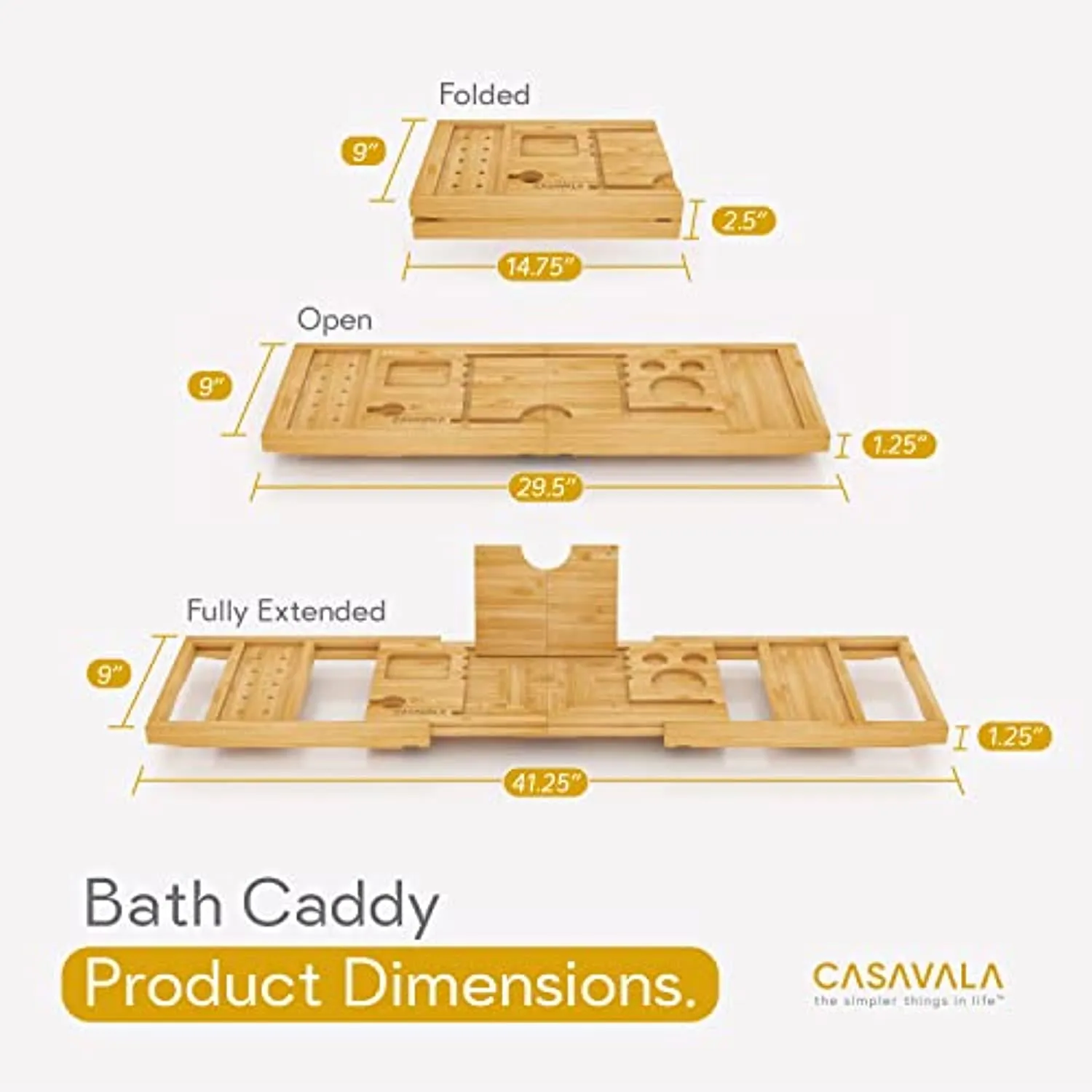 Bathtub Caddy Tray – Bath Caddy Tray for Bathtub – Expandable Bath Caddy - Bathroom Accessories for a Modern Home – Practical and Versatile Bathtub Tray with Extending Sides.