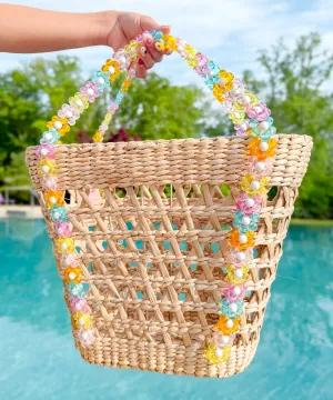 Beaded Beach Basket Tote