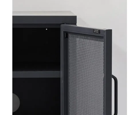 Bedside Table Mesh Door Cabinet - MINI Black