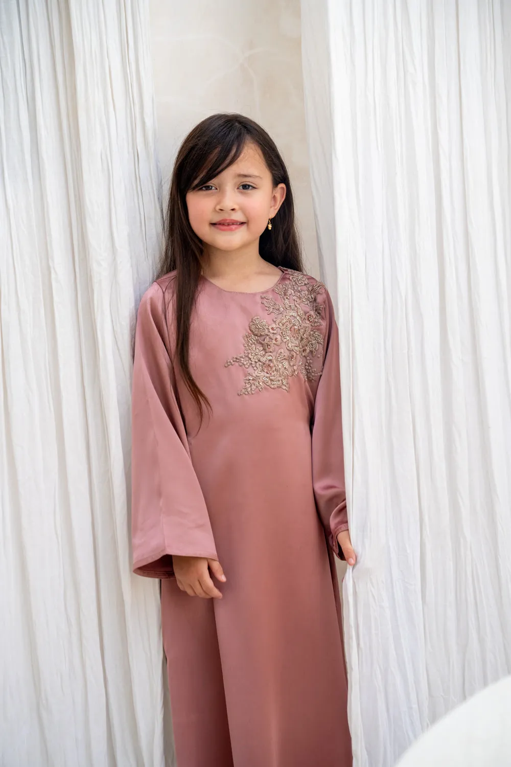Berry Blush Elegance Kids Abaya