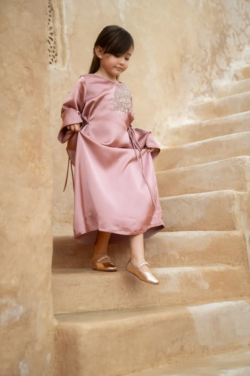 Berry Blush Elegance Kids Abaya