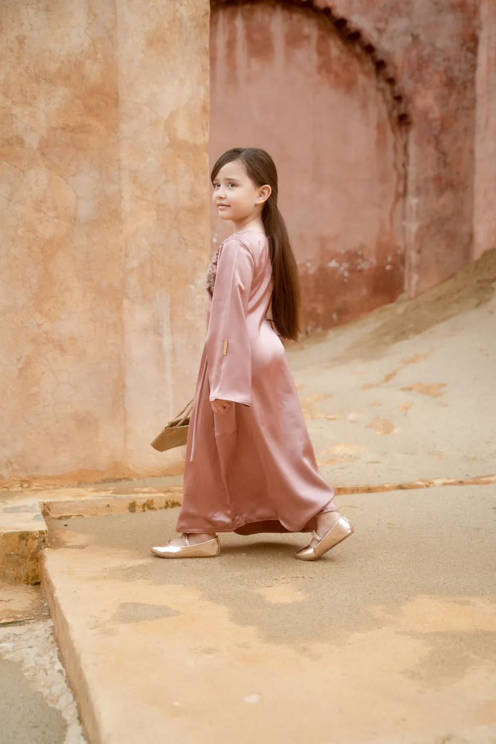 Berry Blush Elegance Kids Abaya