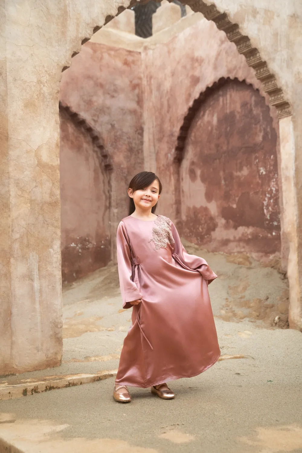 Berry Blush Elegance Kids Abaya