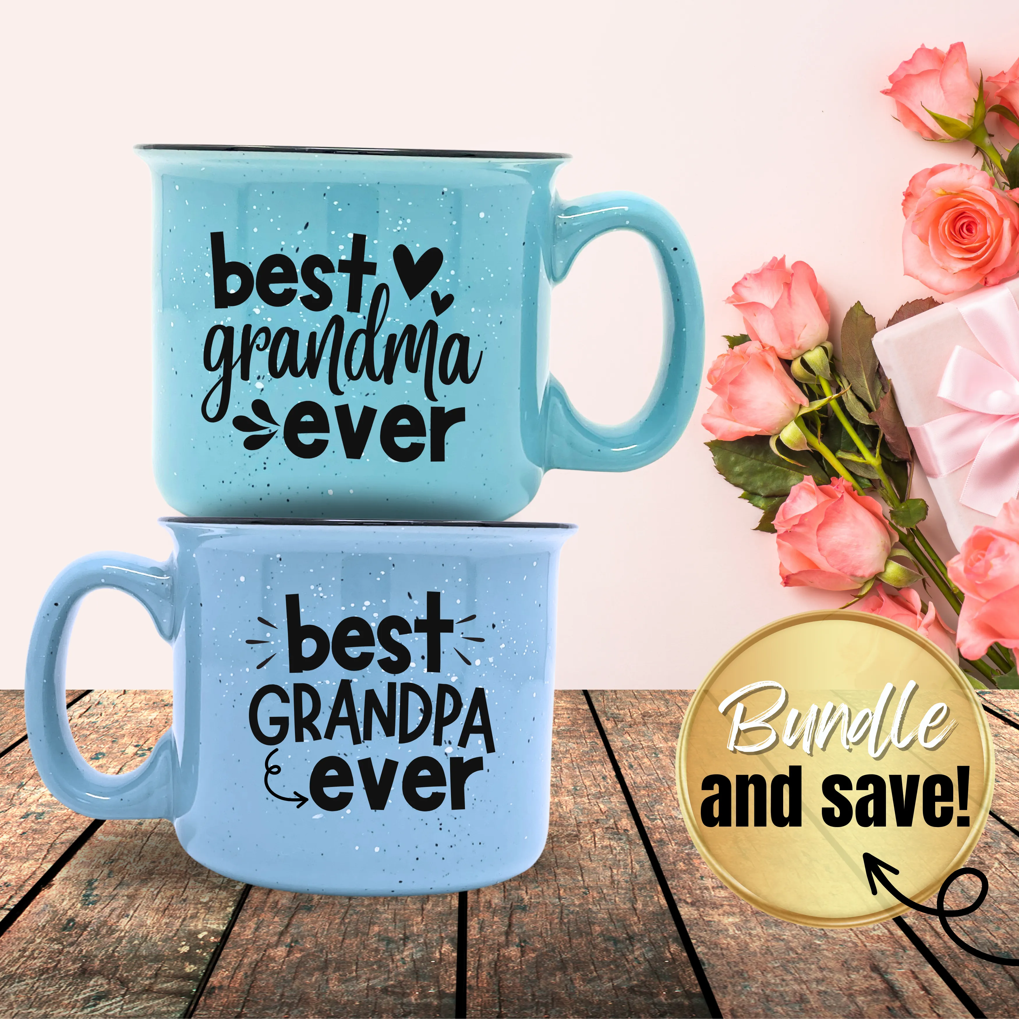 Best Grandma Grandpa Ever Cute Coffee Mug for Grandma, Grandmother - Grandma Gifts, Mother's Day, Christmas, Birthday (Best Grandma Ever and Best Grandpa Ever Gift Set)