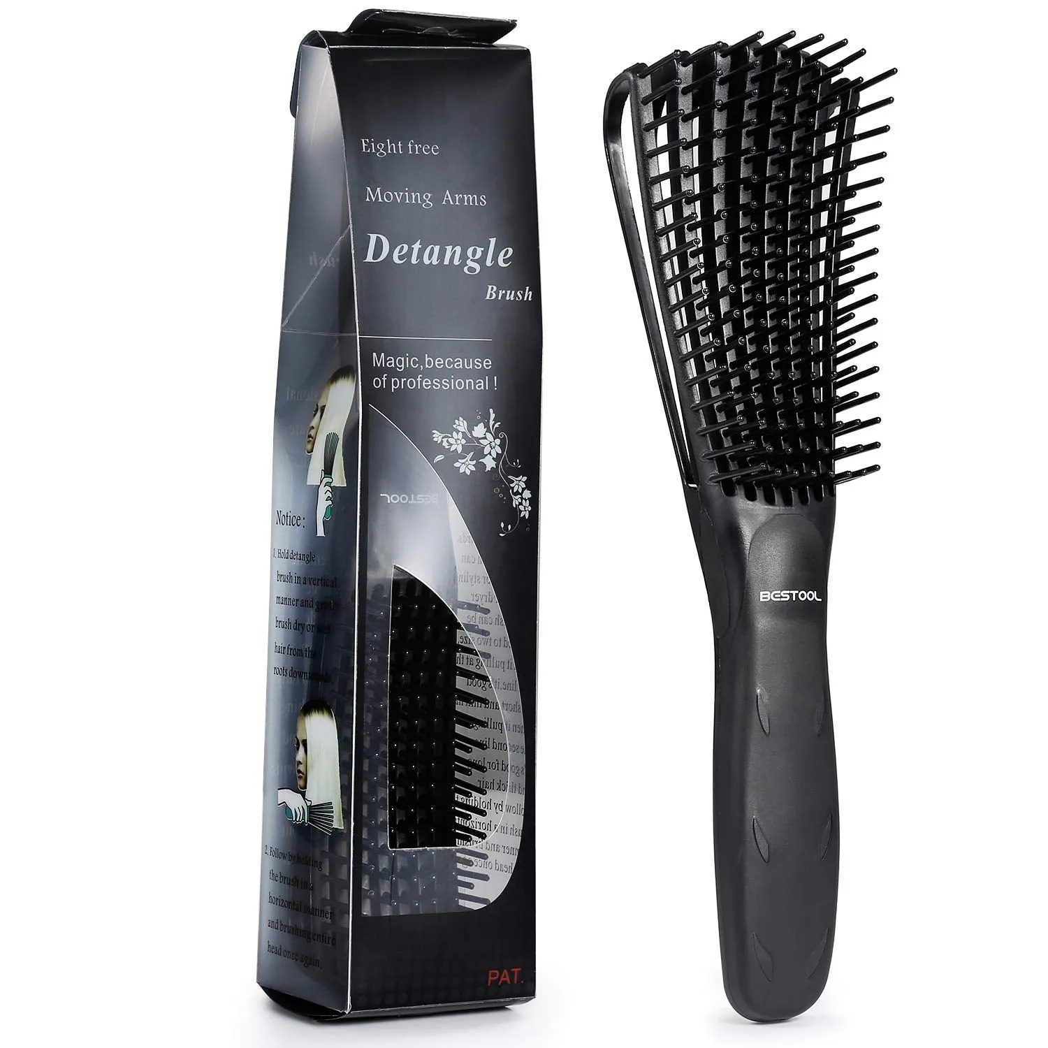 BESTOOL Detangling Brush for Black Natural Hair, Detangler Brush for Natural Black Hair Curly Hair Afro 3/4abc Texture, Faster n Easier Detangle Wet or Dry Hair with No Pain (Pink)