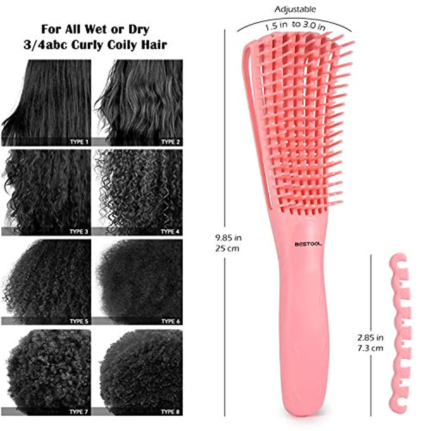 BESTOOL Detangling Brush for Black Natural Hair, Detangler Brush for Natural Black Hair Curly Hair Afro 3/4abc Texture, Faster n Easier Detangle Wet or Dry Hair with No Pain (Pink)