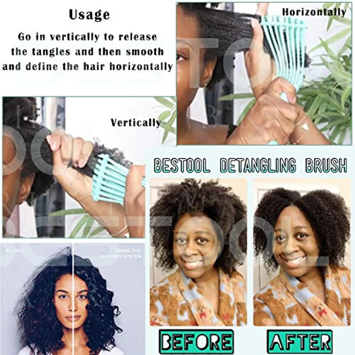BESTOOL Detangling Brush for Black Natural Hair, Detangler Brush for Natural Black Hair Curly Hair Afro 3/4abc Texture, Faster n Easier Detangle Wet or Dry Hair with No Pain (Pink)
