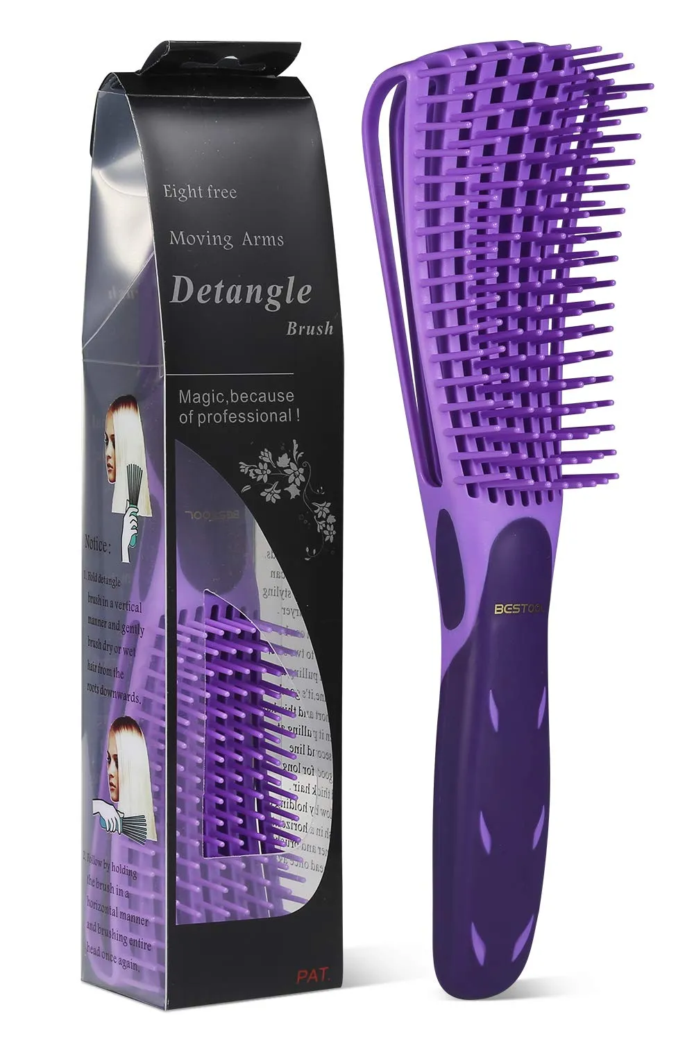 BESTOOL Detangling Brush for Black Natural Hair, Detangler Brush for Natural Black Hair Curly Hair Afro 3/4abc Texture, Faster n Easier Detangle Wet or Dry Hair with No Pain (Pink)