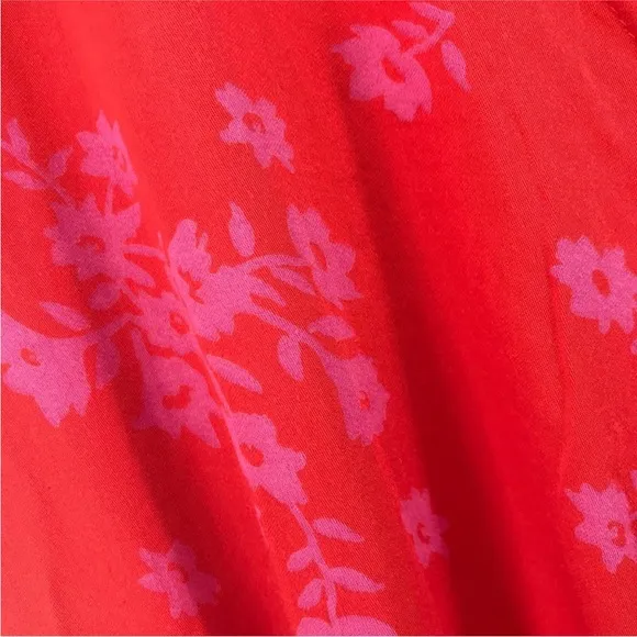 Billabong Red Floral Blossom Midi Wrap Dress