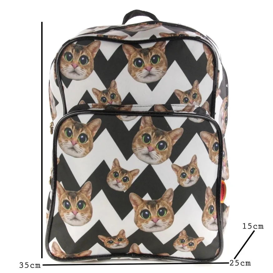 Black & White Wide Eye Cat Kids Backpack