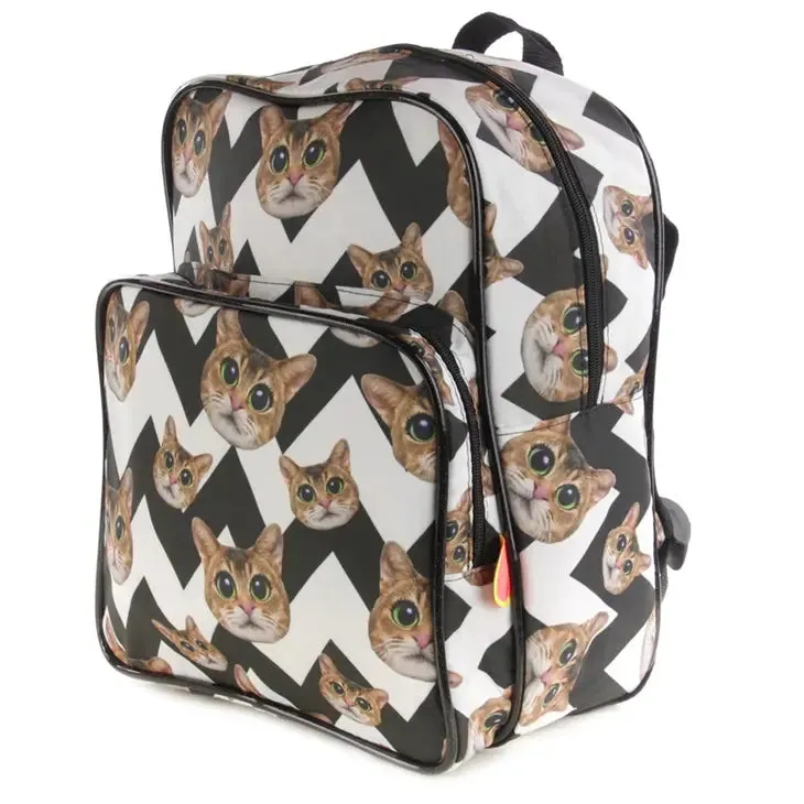 Black & White Wide Eye Cat Kids Backpack