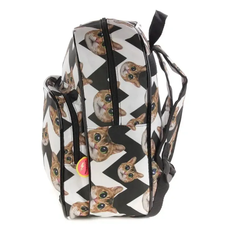 Black & White Wide Eye Cat Kids Backpack