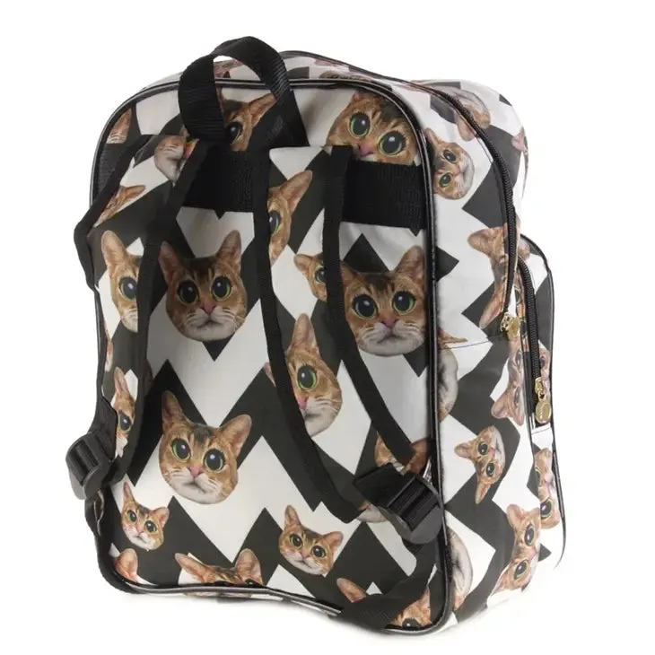 Black & White Wide Eye Cat Kids Backpack