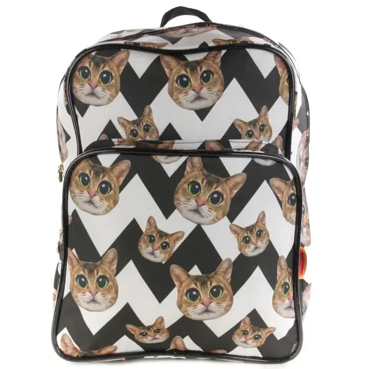 Black & White Wide Eye Cat Kids Backpack