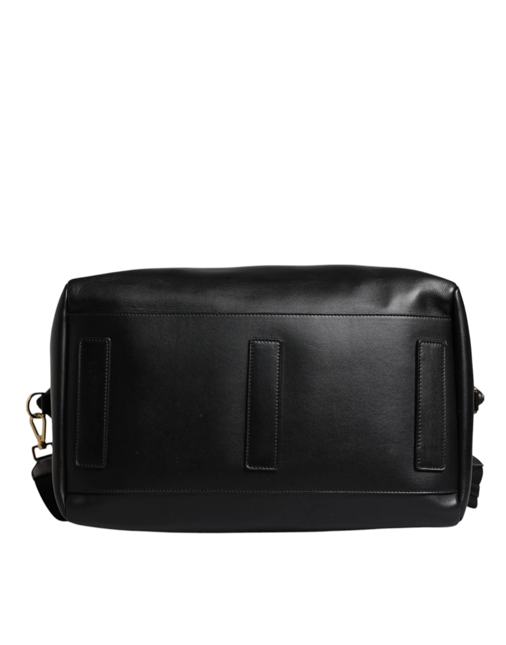 Black Calfskin Leather Hand Shoulder Duffle Bag