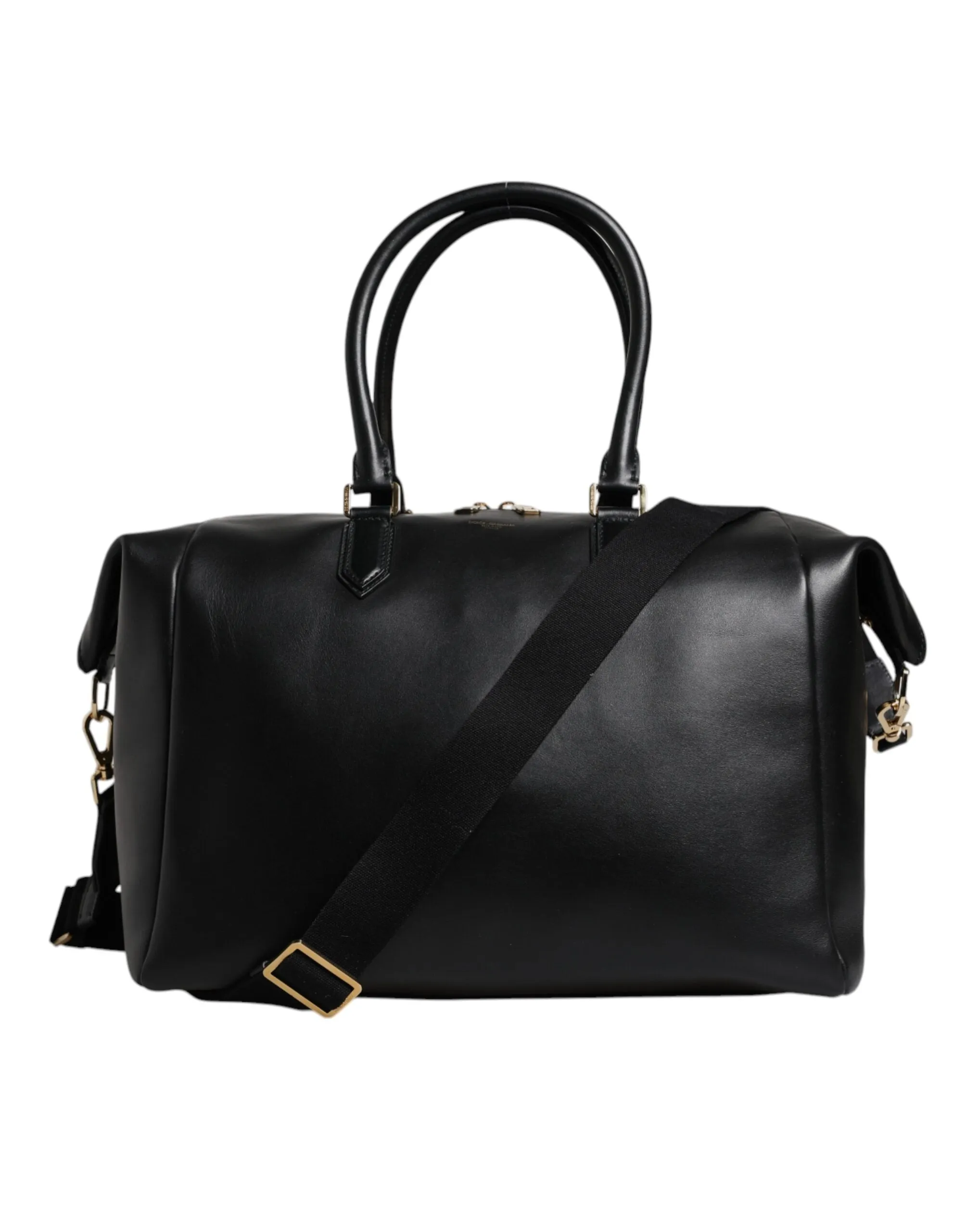 Black Calfskin Leather Hand Shoulder Duffle Bag