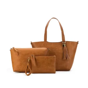 Black Caviar Liana 3 Piece Handbag Set | Tan