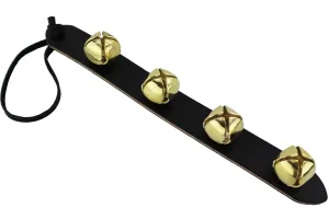 Black Leather Holiday Door Bell With Leather String Attachment (Ships USPS Only)
