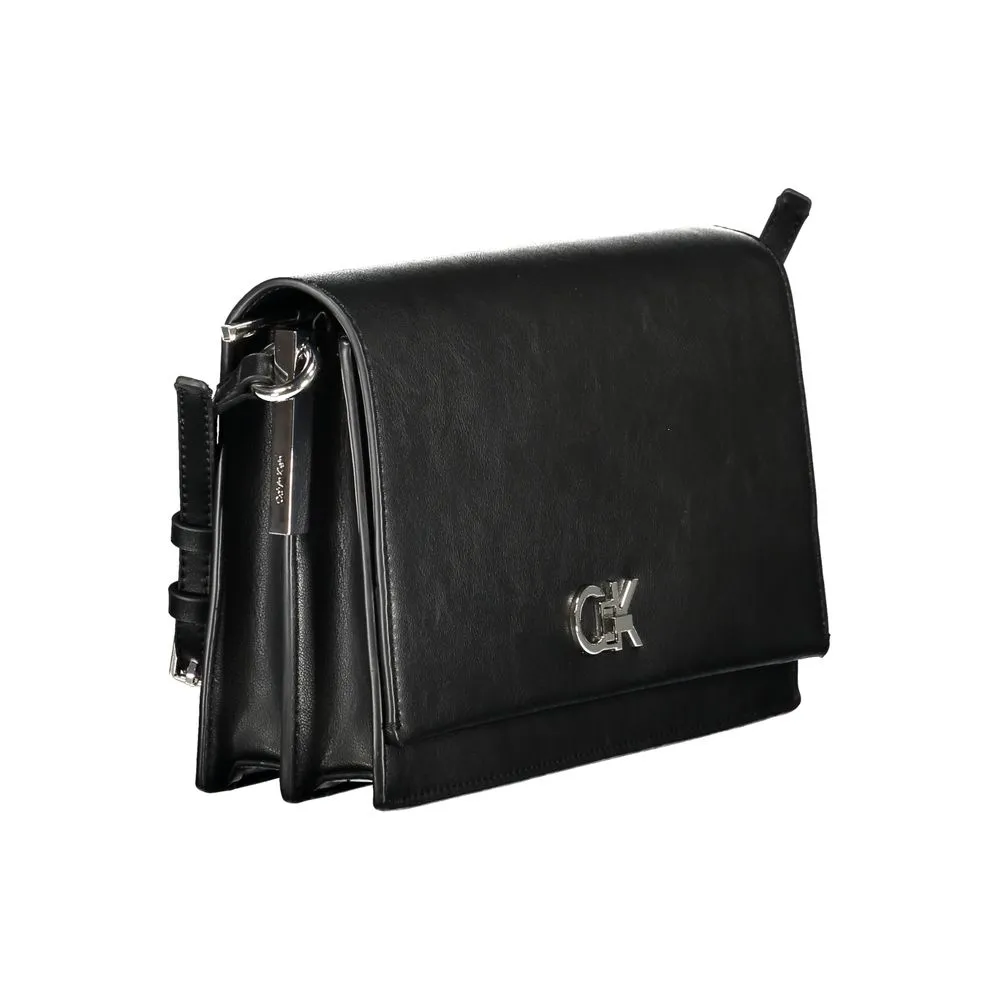 Black Polyester Women Handbag
