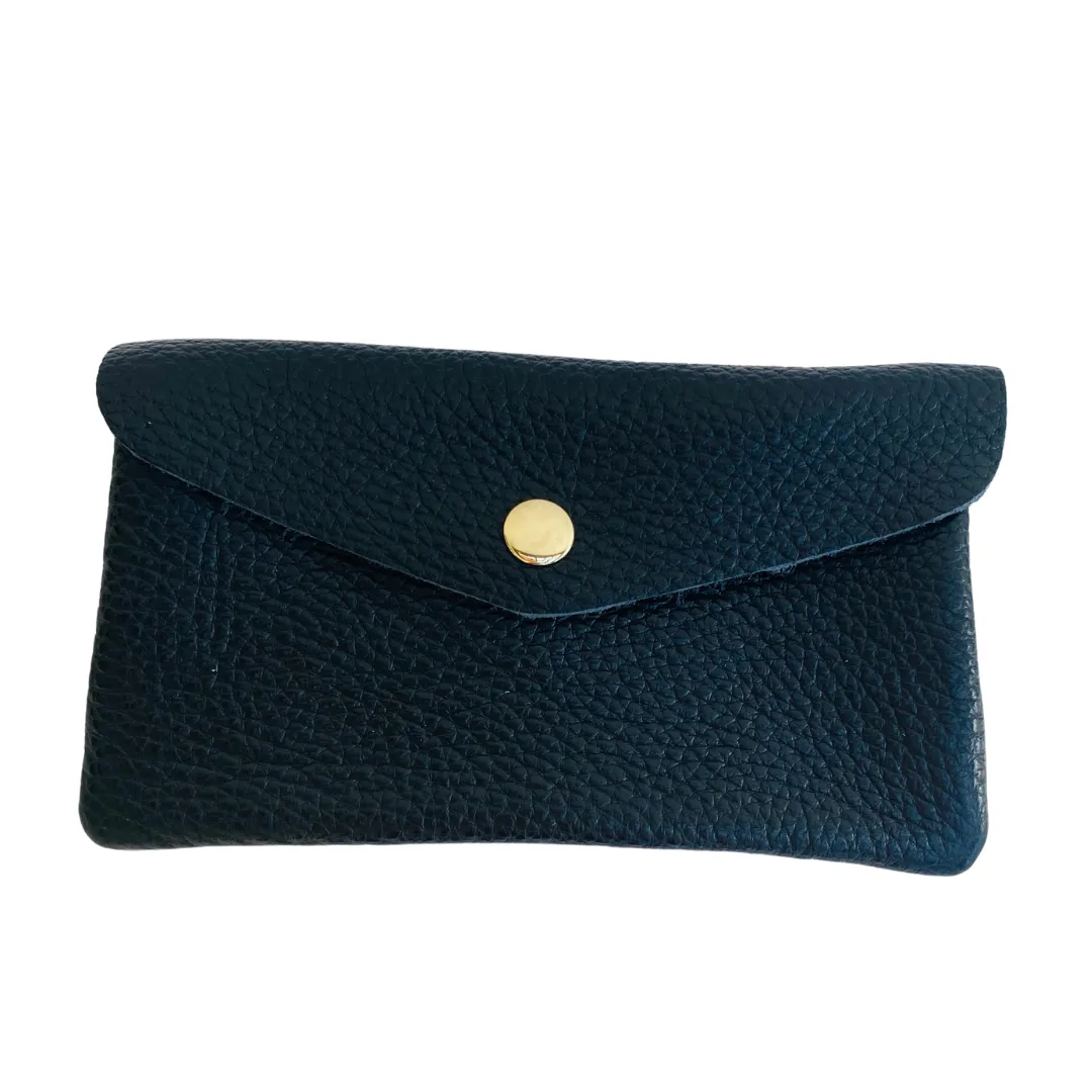 Black Soft Leather Wide Purse
