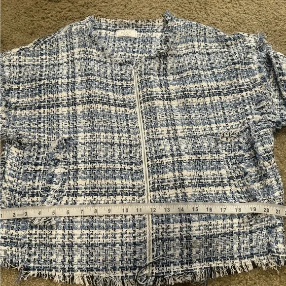 Blue and White Zip Up Blazer