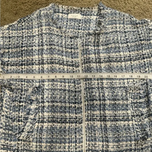 Blue and White Zip Up Blazer