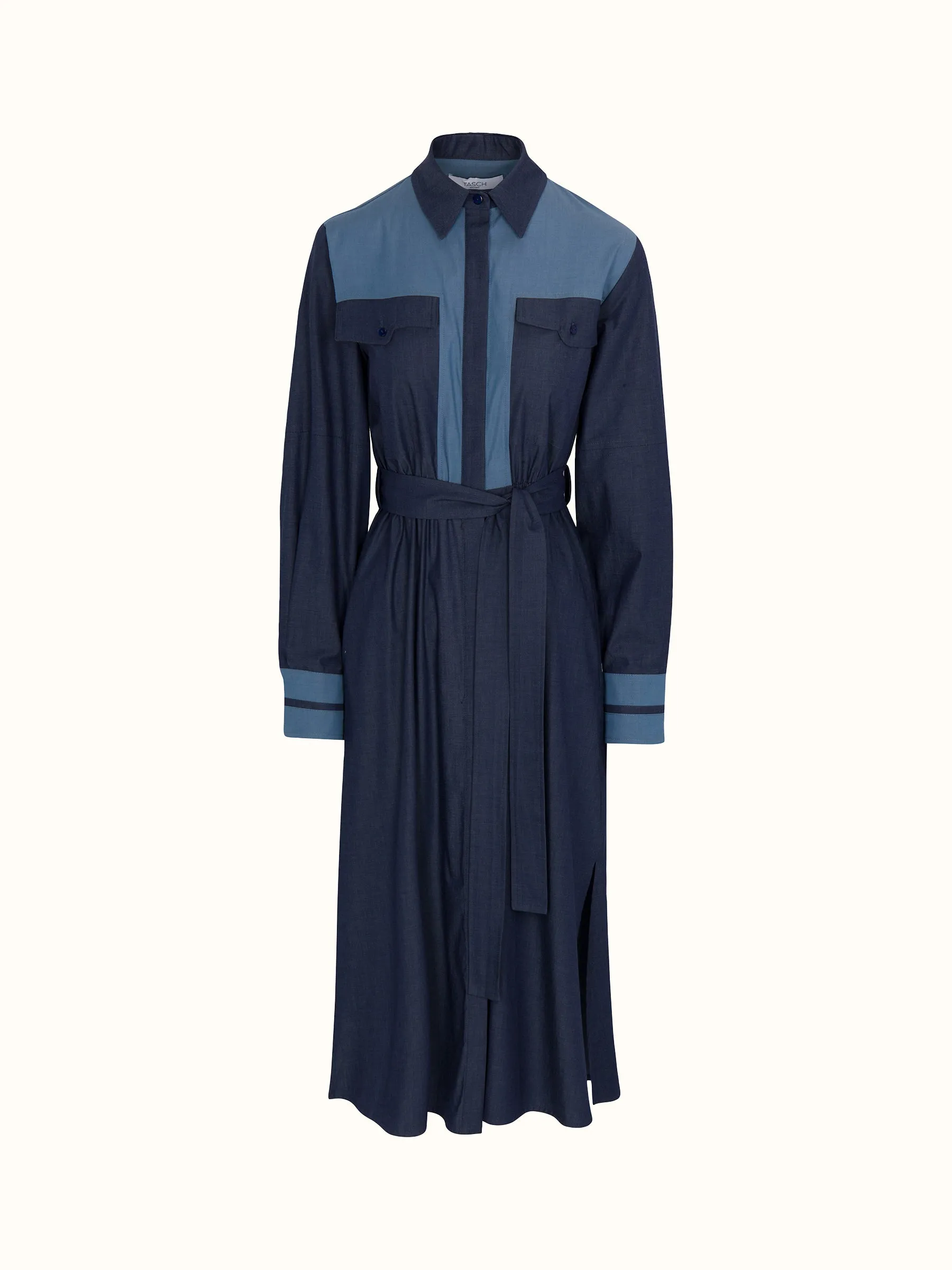 Blue Denim Bi-Color T-Block Dress