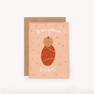 Bonjour Bebe Pink Mini Card - New Baby Cute