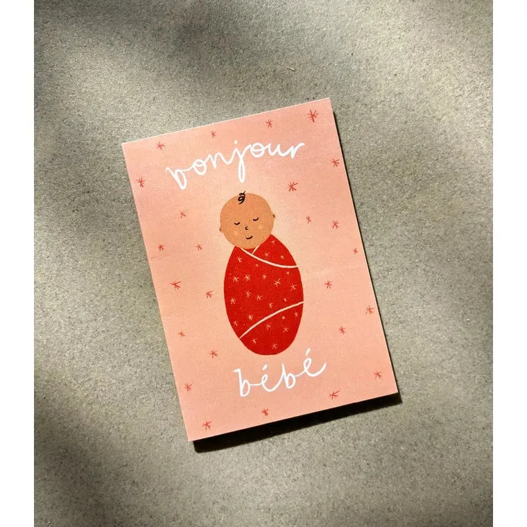 Bonjour Bebe Pink Mini Card - New Baby Cute
