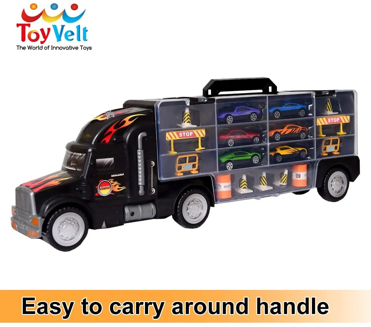 Boredum Busters Transport Carrier with 6 cars & accessories, fits 28 Cars! Age 3  Retails $50 