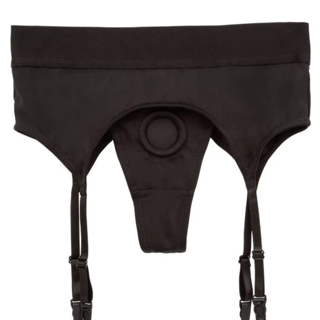 Boundless Backless Strap-on Thong with Garter - S/M