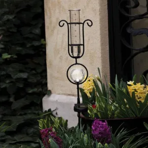 Brand new Rain Gauge with Solar Glass Orb Light!