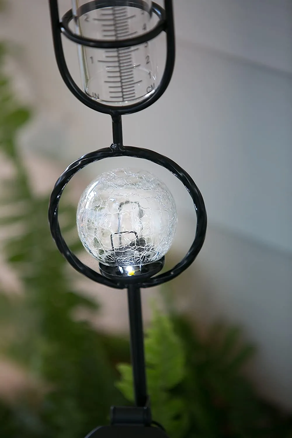 Brand new Rain Gauge with Solar Glass Orb Light!