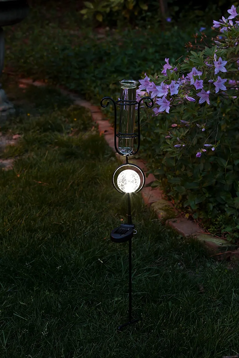 Brand new Rain Gauge with Solar Glass Orb Light!